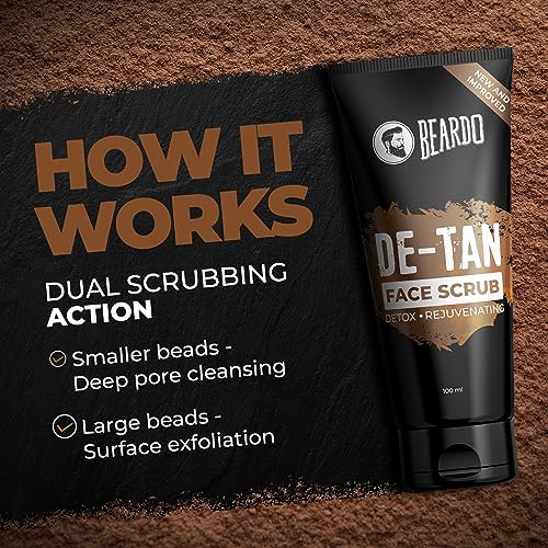 Beardo DeTan Face Scrub for Men, 100 gm | Coffee Scrub for Blackhead & Tan Removal | Natural Glow | Rejuvenates Skin - Image 3