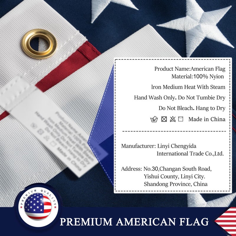 DANF FLAG American Flag 5x8 ft: Long Lasting US Flag, Heavy Duty Nylon, Embroidered Stars, Sewn Stripes, Brass Grommets, UV Protection Perfect for Outdoors! USA Flag - Image 5