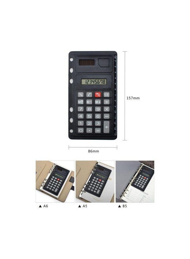 Chris-Wang Portable Pocket 6-Hole Solar Power Calculator Ruler For Universal A5/A6/B5 Binder Planner/Notebook/Personal Organizer/Planner  - Image 4
