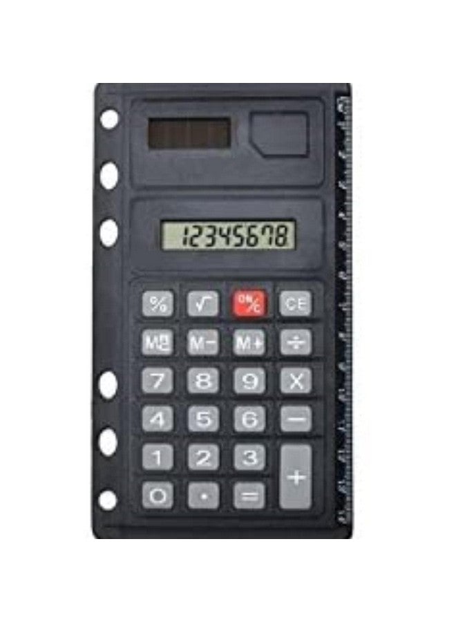 Chris-Wang Portable Pocket 6-Hole Solar Power Calculator Ruler For Universal A5/A6/B5 Binder Planner/Notebook/Personal Organizer/Planner  - Image 2
