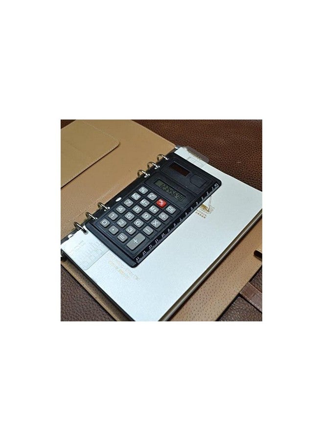 Chris-Wang Portable Pocket 6-Hole Solar Power Calculator Ruler For Universal A5/A6/B5 Binder Planner/Notebook/Personal Organizer/Planner  - Image 3
