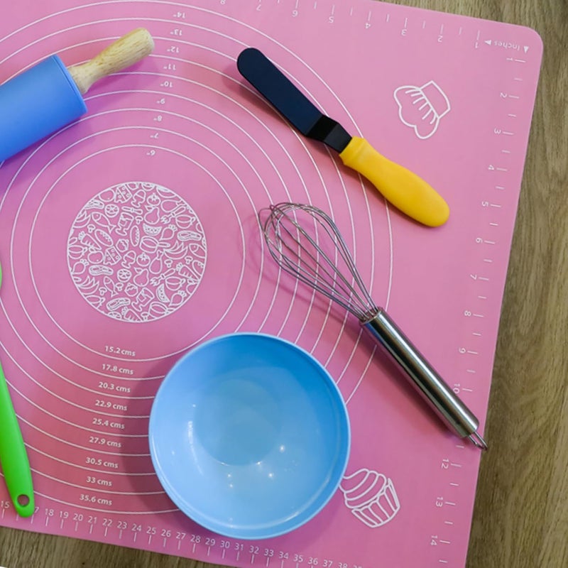 Cutting EDGE Baking Mat Non Stick Stretchable Ideal for Baking Chapati Atta Kneading Pastry Thick and Large Rolling Mat with Measurments Pink Blue Pack of 2 50 X 40 Cm - Image 5