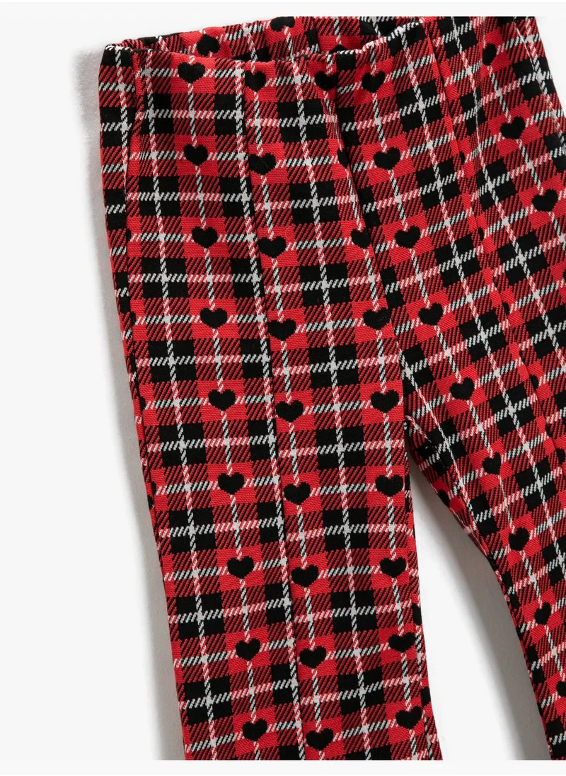 KOTON Flare Trousers Heart Patterned