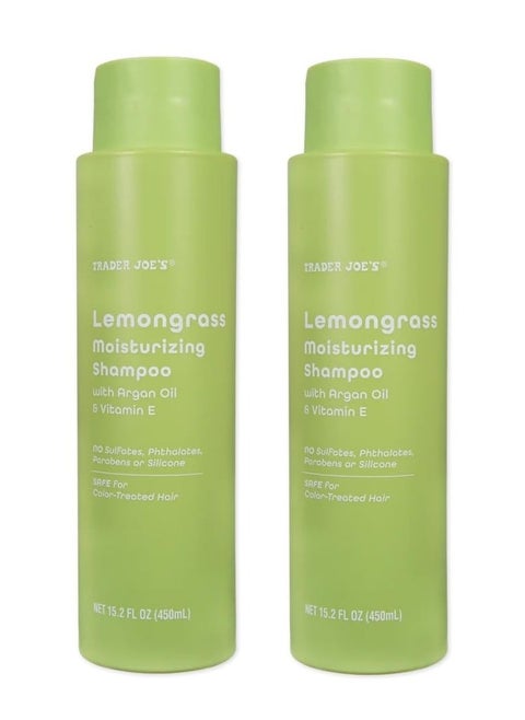 Trader Joe's Lemongrass Moisturizing Shampoo with Argon Oil and Vitamin E 15.2 oz /450 ml (Pack of 2)