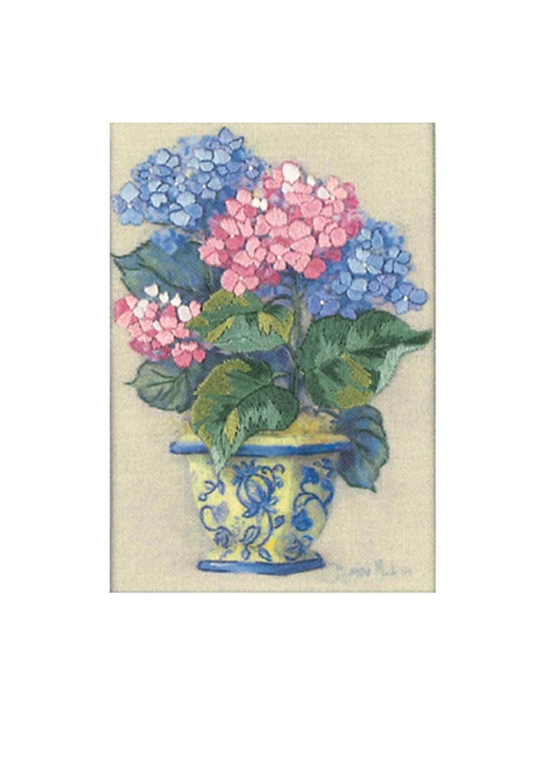 Dimensions/Jiffy Mini Crewel Kit 5in x 7in Colorful Hydrangeas-Stitched In Thread - Image 1