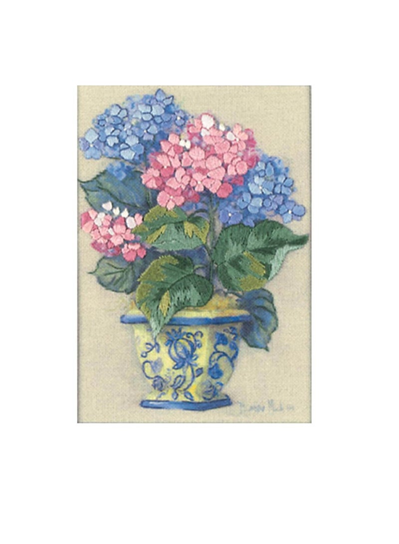 Dimensions/Jiffy Mini Crewel Kit 5in x 7in Colorful Hydrangeas-Stitched In Thread - Image 2