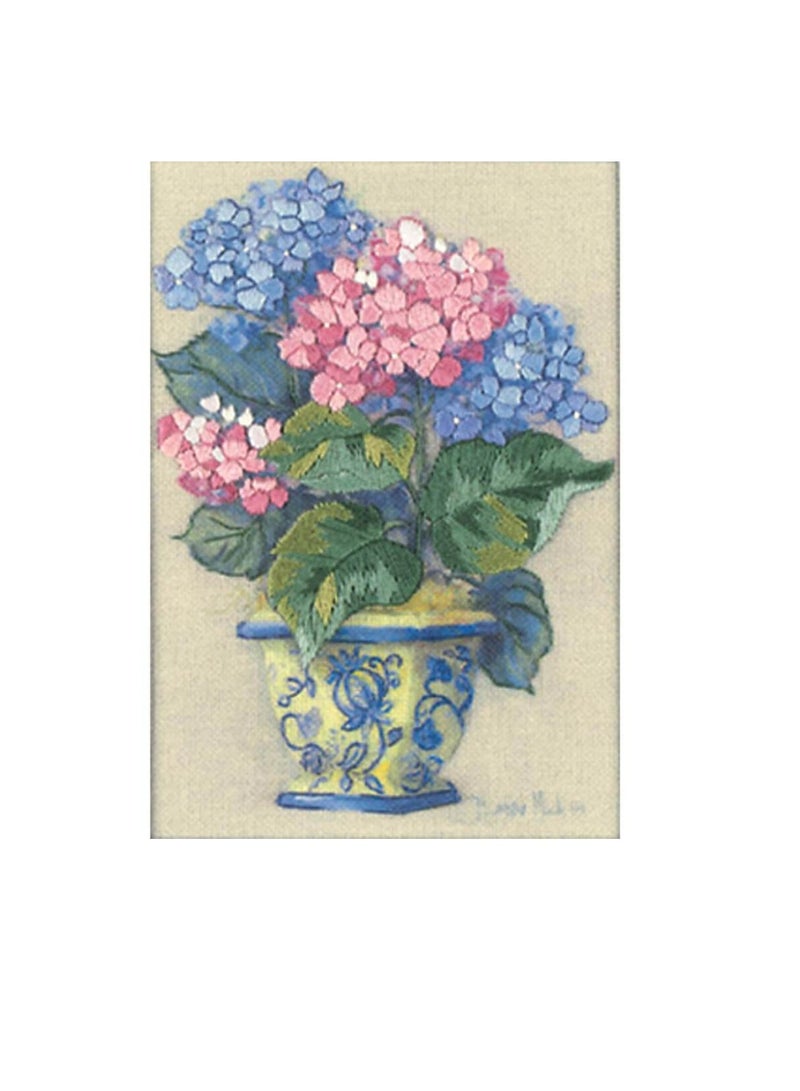 Dimensions/Jiffy Mini Crewel Kit 5in x 7in Colorful Hydrangeas-Stitched In Thread - Image 3