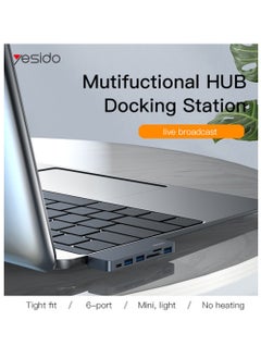 Yesido Yesido HB10 Aluminum Alloy USB C Extender Type-C Hub Laptop Computer USB Transmitter Hub Adapter - Black  - Image 3