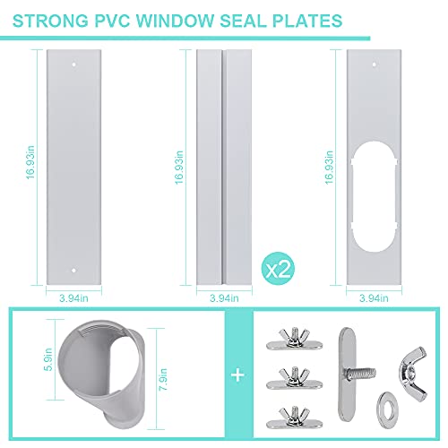 KLOLKUTTA Portable AC Window Kit with Exhaust Hose, Air Conditioners Kits Parts Adjustable Window Seals for Sliding Window, Vertical Sliding AC Vent Kit with 5.9” Round Coupler - Image 3