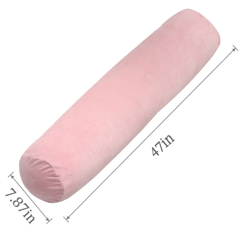 1 MIDDLE ONE 1 MIDDLE ONE Body Pillow for Adults, Bolster Pillow with Removable Velour Cover, Long Round Roll Cylinder Pillow for Bed, 47" x 7.87", Pink  - Image 3