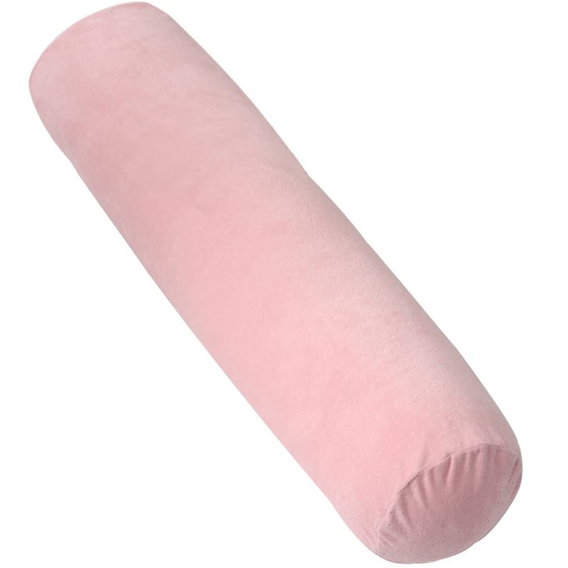 1 MIDDLE ONE 1 MIDDLE ONE Body Pillow for Adults, Bolster Pillow with Removable Velour Cover, Long Round Roll Cylinder Pillow for Bed, 47" x 7.87", Pink  - Image 1