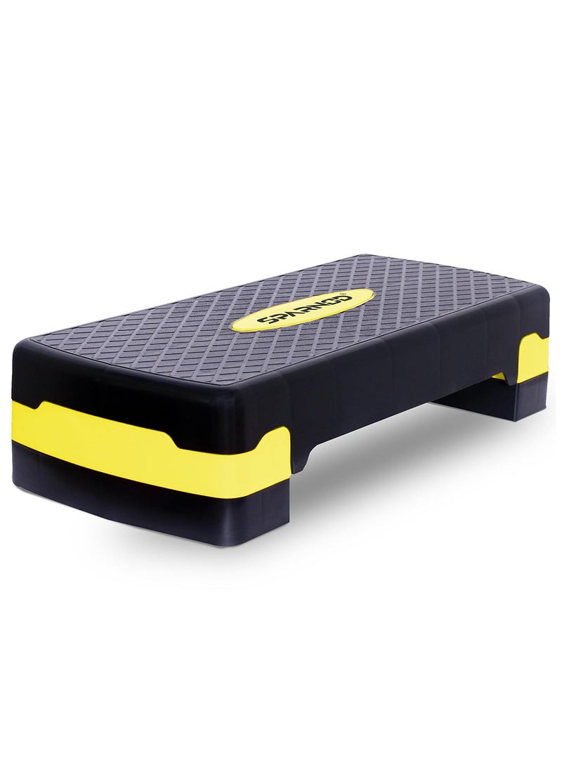Sparnod Fitness SAS-1000 Aerobic Gym Stepper for Exercise at Home, Adjustable Height, Anti-Skid Surface, Supports up to 225 kg, Compact & Portable, Ideal for Cardio, Strength Training & Pilates Yellow  - Image 1