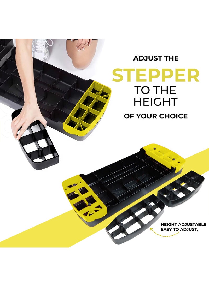 Sparnod Fitness SAS-1000 Aerobic Gym Stepper for Exercise at Home, Adjustable Height, Anti-Skid Surface, Supports up to 225 kg, Compact & Portable, Ideal for Cardio, Strength Training & Pilates Yellow  - Image 4