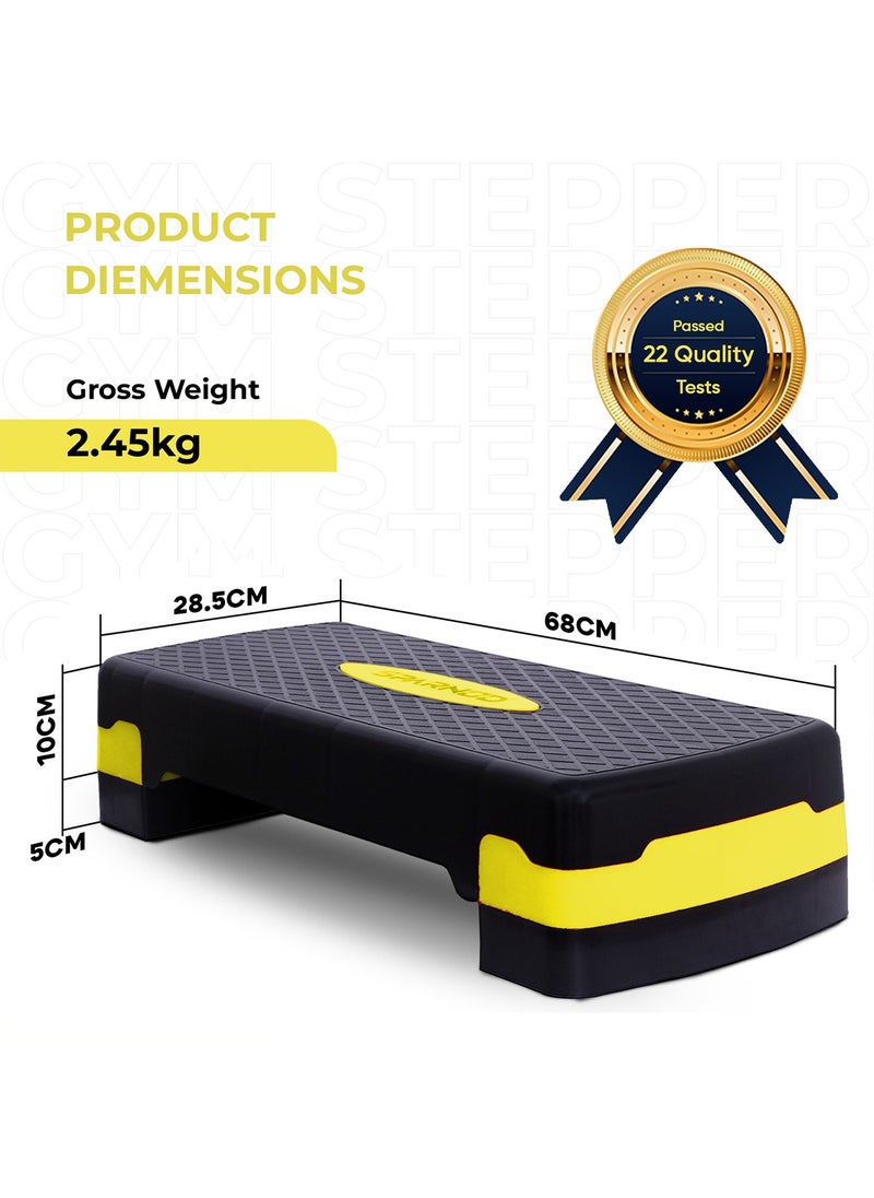 Sparnod Fitness - SAS-1000 Aerobic Gym Stepper for Exercise at Home, Adjustable Height, Anti-Skid Surface, Supports up to 225 kg, Compact & Portable, Ideal for Cardio, Strength Training & Pilates Yellow - Image 1