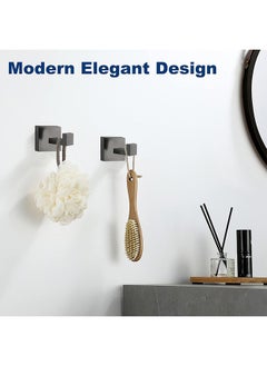 Yoawllty Yoawllty Wall Hooks, 4Pack Stainless Steel Robe Coat Clothes Hook, Heavy Duty Towel Hooks for Bathroom & Kitchen, Modern Square Style Wall Mounted (Grey)  - Image 2