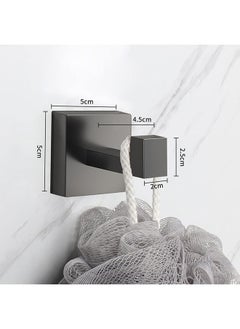 Yoawllty Yoawllty Wall Hooks, 4Pack Stainless Steel Robe Coat Clothes Hook, Heavy Duty Towel Hooks for Bathroom & Kitchen, Modern Square Style Wall Mounted (Grey)  - Image 4