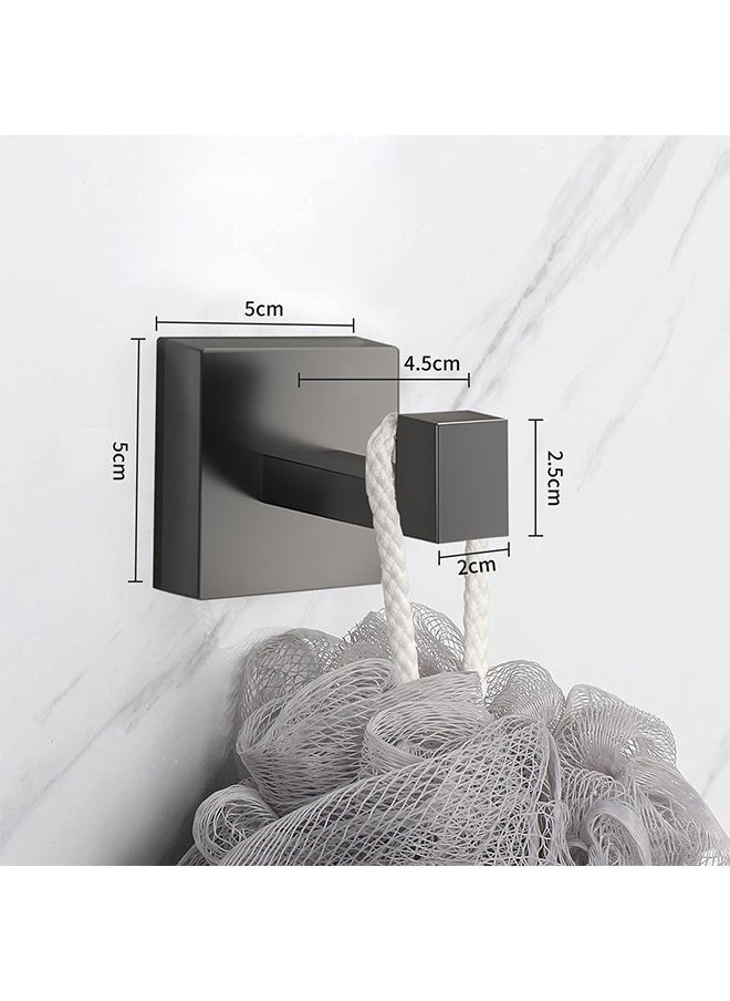 Yoawllty Wall Hook, 4 Packs Stainless Steel Towel Hooks, Heavy Duty Towel Adhesive Hooks for Bathroom & Kitchen, Modern Square Style Wall Mounted (Grey)  - Image 4