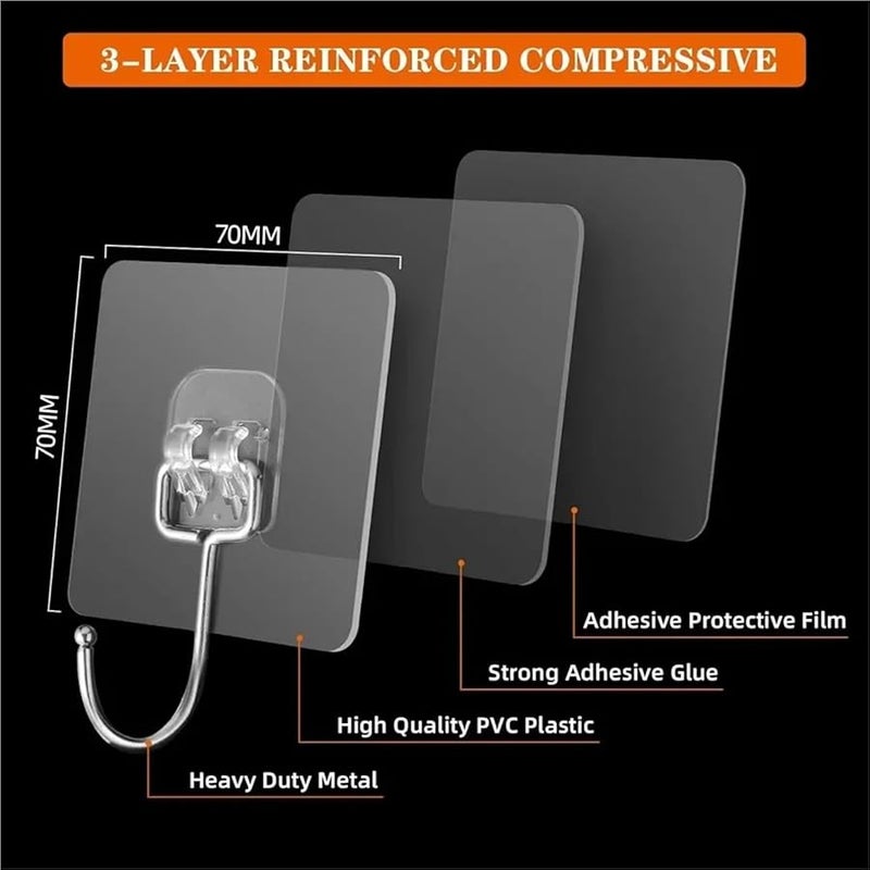 خطافات كبيرة ذاتية اللصق متينة 100 قطعة قابلة للفصل لتعليق الحائط للمطبخ والحمام - Image 5