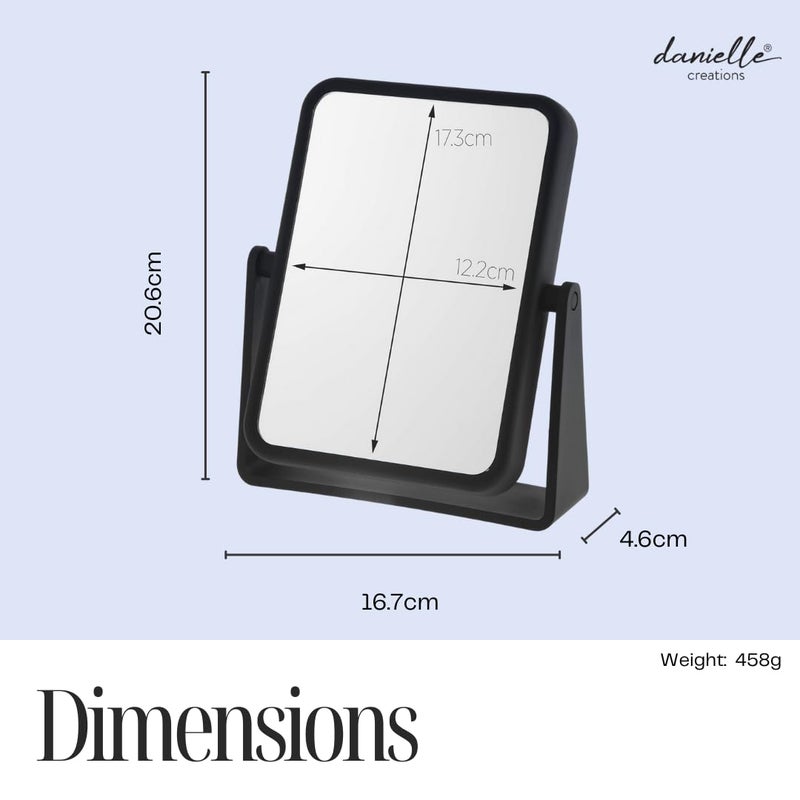 DC DANIELLE Danielle Creations 6.75-Inch Magnifying Vanity Makeup Mirror Rectangular Soft Touch Finish with 7X Magnification and 360 Swivel, Black - Image 4
