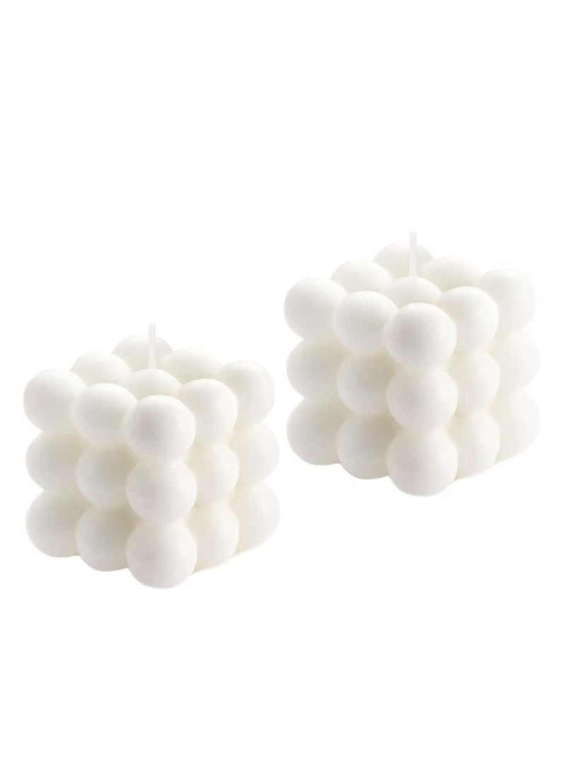 Generic Bubble Candles Soy Wax White Bubble Candles Set Cool Shaped Small Bubble Candles Strong Scented Cube Funny Aesthetic Candle for Trendy Home Room Shelf Decor Candle (2 Pack)  - Image 1