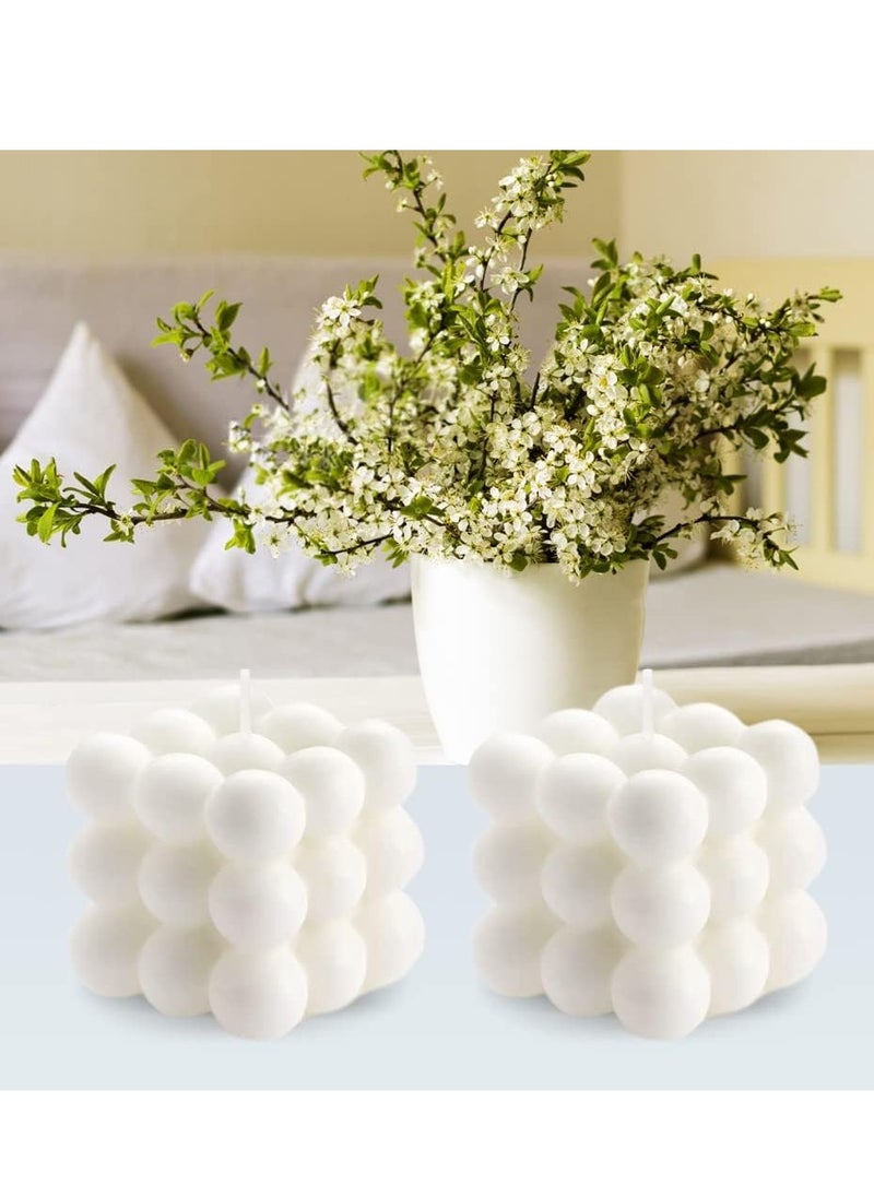 Generic Bubble Candles Soy Wax White Bubble Candles Set Cool Shaped Small Bubble Candles Strong Scented Cube Funny Aesthetic Candle for Trendy Home Room Shelf Decor Candle (2 Pack)  - Image 2
