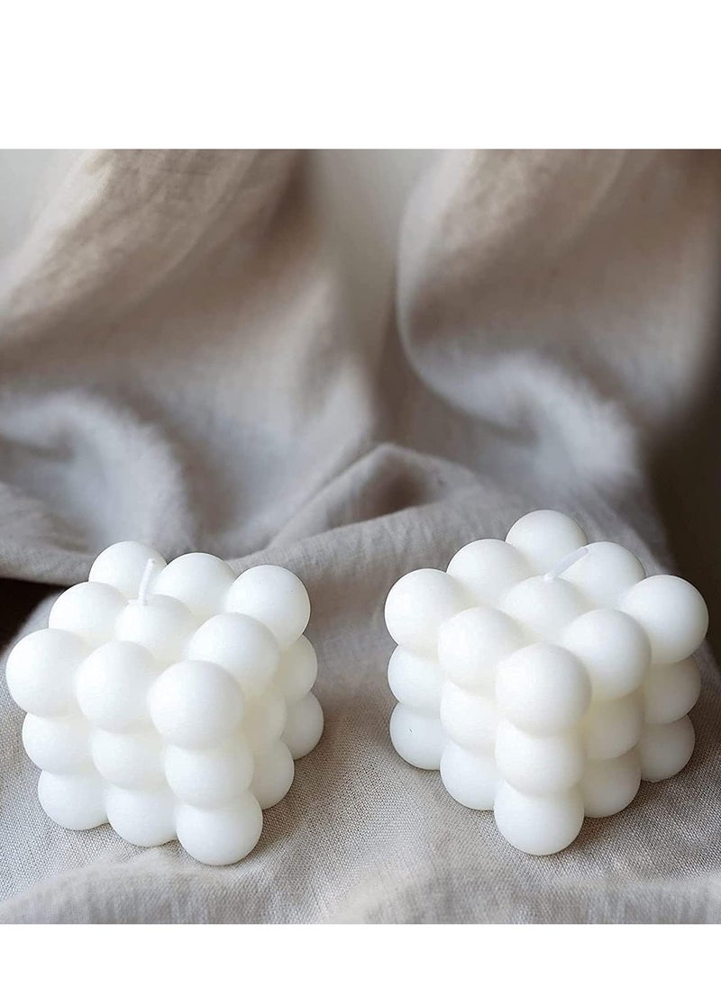 Generic Bubble Candles Soy Wax White Bubble Candles Set Cool Shaped Small Bubble Candles Strong Scented Cube Funny Aesthetic Candle for Trendy Home Room Shelf Decor Candle (2 Pack)  - Image 4