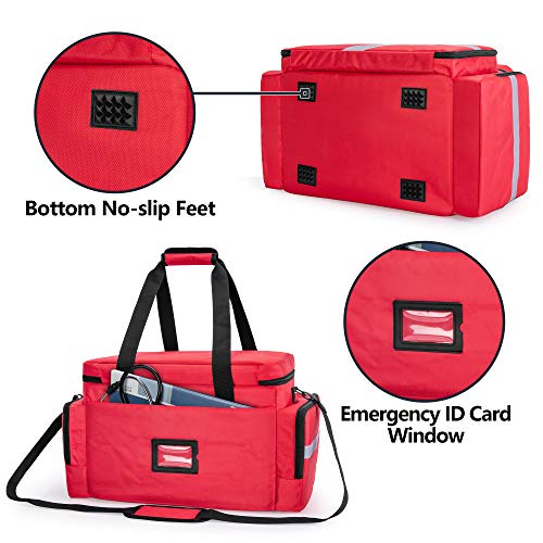 Trunab First Aid Bag Empty, Professional Medical Bag Emergency Responder Trauma Bag with Inner Dividers and No-Slip Bottom, Ideal for EMT, EMS, Paramedics, Bag ONLY - Image 4