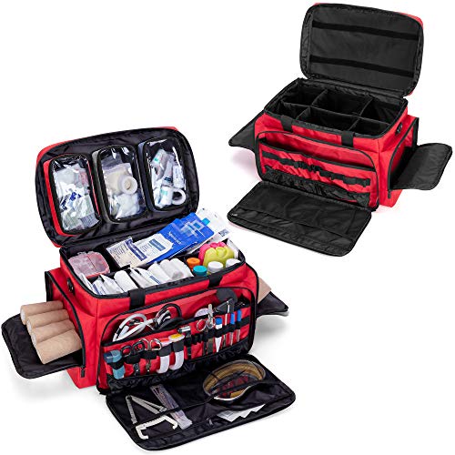 Trunab First Aid Bag Empty, Professional Medical Bag Emergency Responder Trauma Bag with Inner Dividers and No-Slip Bottom, Ideal for EMT, EMS, Paramedics, Bag ONLY - Image 3