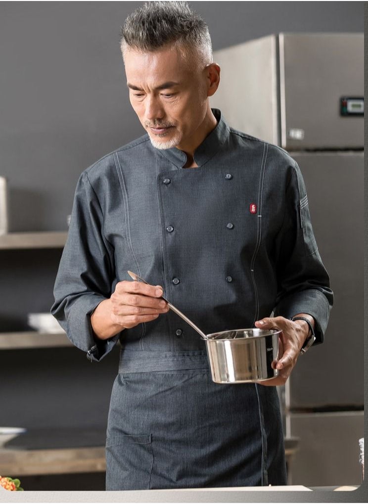Gasin Chef Uniform Suitable For Hotel Western Restaurant Apron Suit Long Sleeves  - Image 2