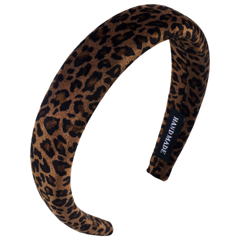PLwelth Leopard Print Headband for Women Girls Golden Velvet Headband Cute Leopard Hairband Fashion No Slip Wide Hairband for Thin Thick Hair Trendy Hair Accessories for Party Decor Stocking Stuffer - Image 3