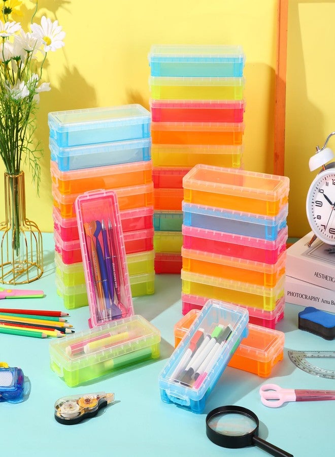 Burbell 30pcs Plastic Pencil Case for Kids,Bulk Clear Plastic Pencil Box Crayon Box with Snap Tight Lid Stackable Clear Organizer Containers for Back to School Supplies Office Home Supplies - Image 2