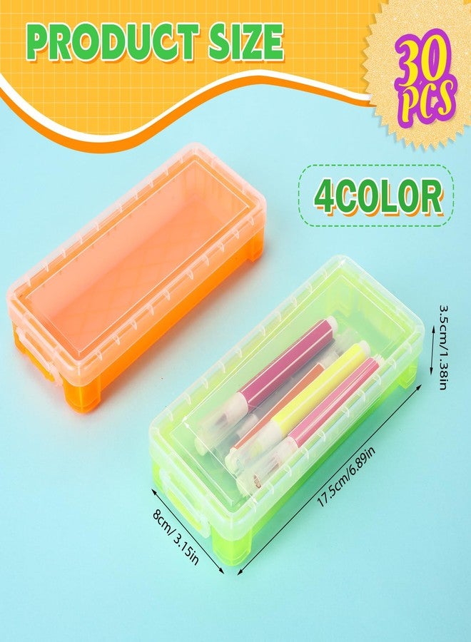 Burbell 30pcs Plastic Pencil Case for Kids,Bulk Clear Plastic Pencil Box Crayon Box with Snap Tight Lid Stackable Clear Organizer Containers for Back to School Supplies Office Home Supplies - Image 3