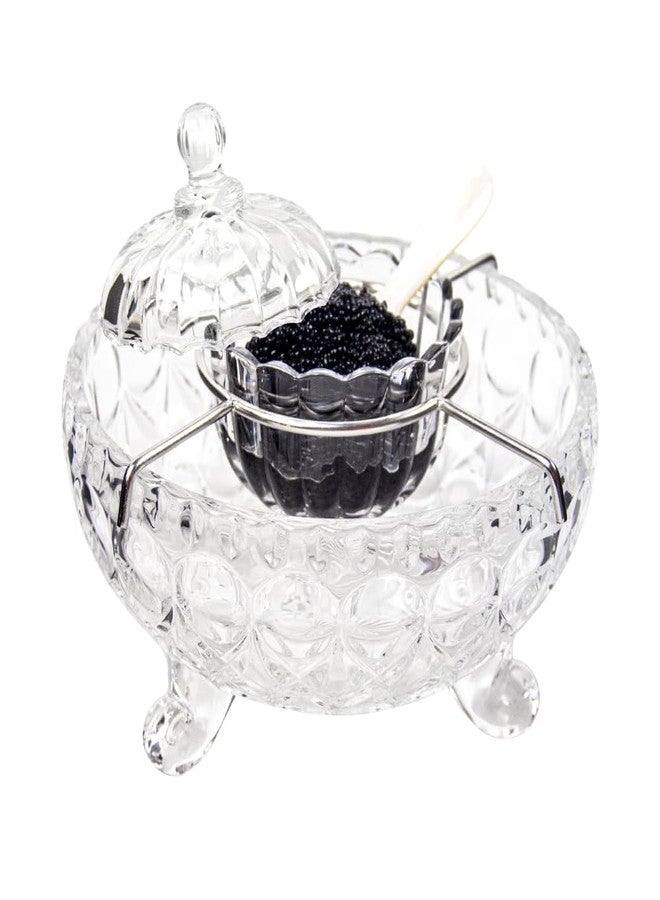 DUEBEL Caviar Server Set with 2 Mother of Pearl Spoons - Elegant Droplet Pattern Serving Bowl for Caviar, Shrimp, and More in Kitchen, Restaurant and Catering Events - Image 1