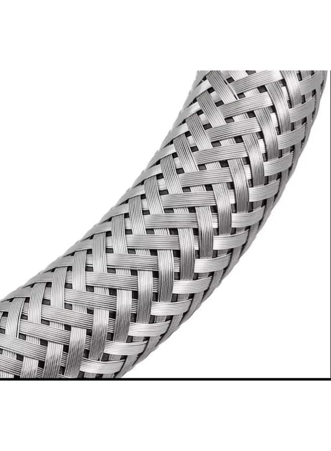 Italian braided flexible water pipe made of 304 stainless steel for hot and cold water, 1/2 inch diameter, 80 cm long - Silver - Image 3