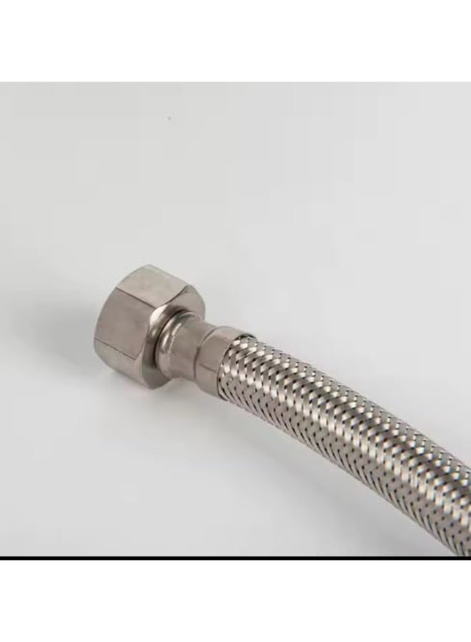 Italian braided flexible water pipe made of 304 stainless steel for hot and cold water, 1/2 inch diameter, 80 cm long - Silver - Image 1