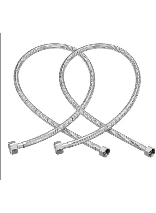 Italian braided flexible water pipe made of 304 stainless steel for hot and cold water, 1/2 inch diameter, 80 cm long - Silver - Image 4