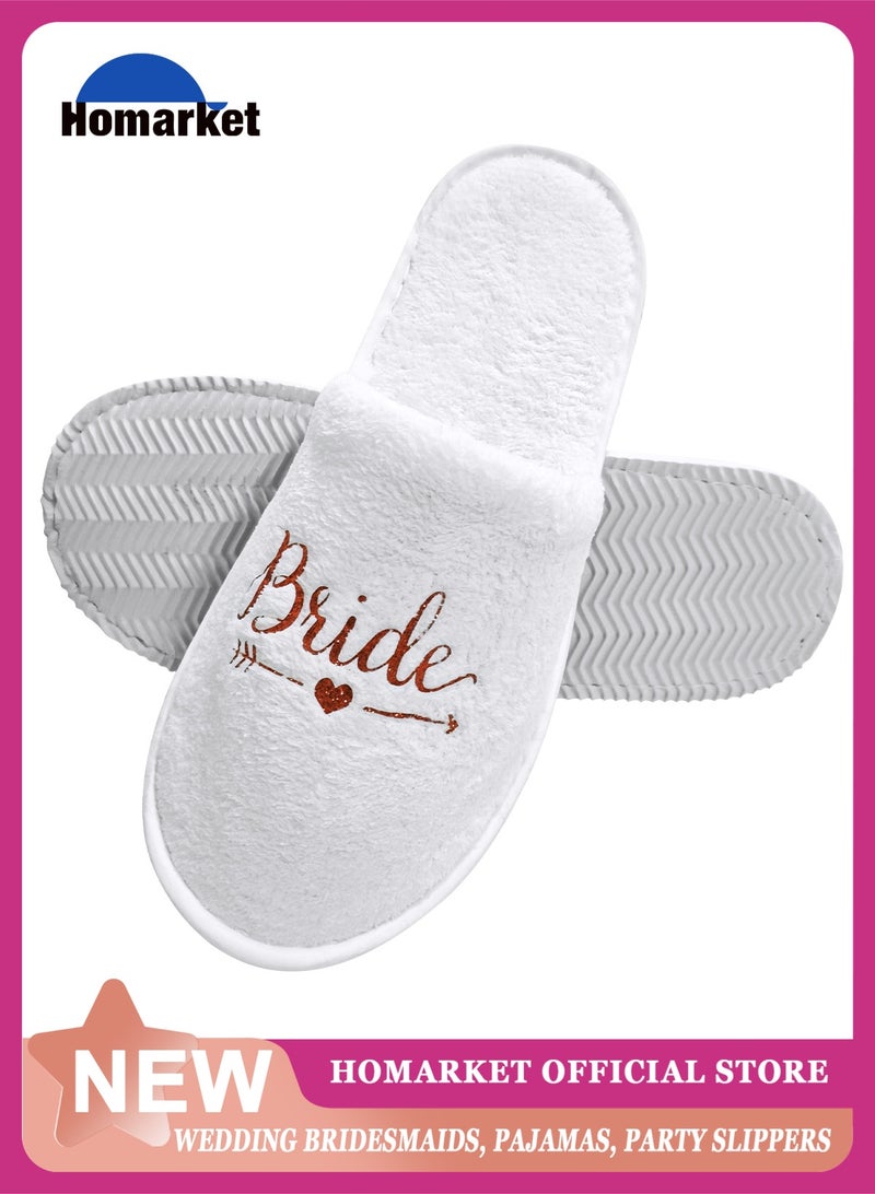 HomarKet Wedding Bride Slippers Set Disposable Hotel Slippers White Bridesmaid Gift Bridal Party Bridal Shower Spa accessories for Bachelorette Party Favor - Image 1