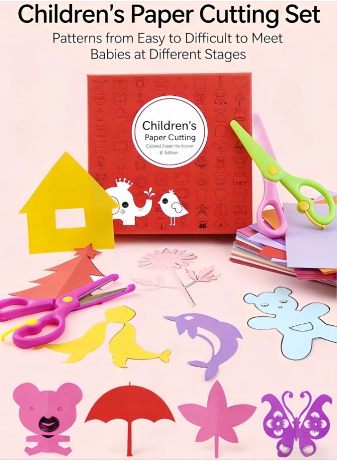 Children's Paper Cutting Set for Kids, 3-8 Years Old, Plastic Safety Scissors Included, Progressive Difficulty Patterns, Preschool Toddler DIY Craft Kit, Safe & Non-Toxic, Home Activity for Little Hands - Image 1