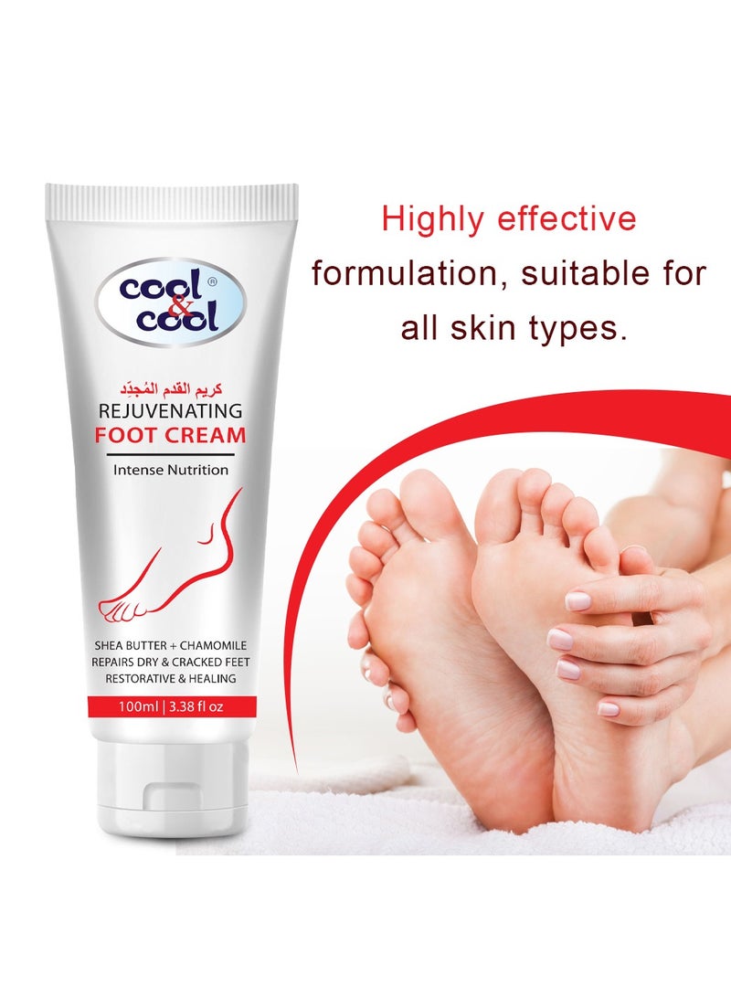 Cool & Cool Rejuvenating Foot Cream | Shea Butter, Chamomile for Dry, Cracked Skin | Instant Hydration, 100ml - Image 4