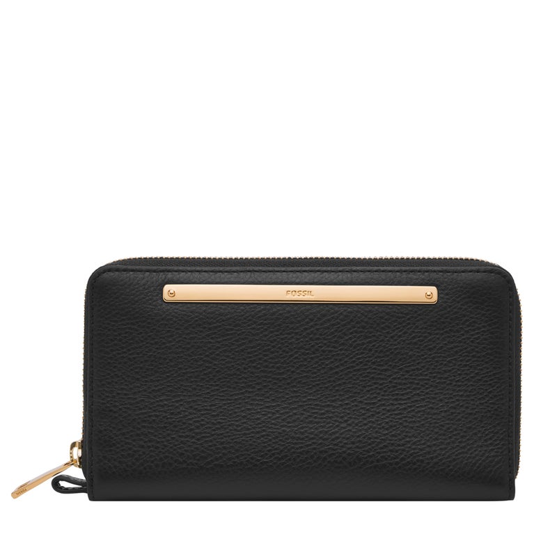 Fossil Women's Liza Leather Wallet Zip Around Clutch with Wristlet Strap, Black (Model: SL7878G001) - Image 1