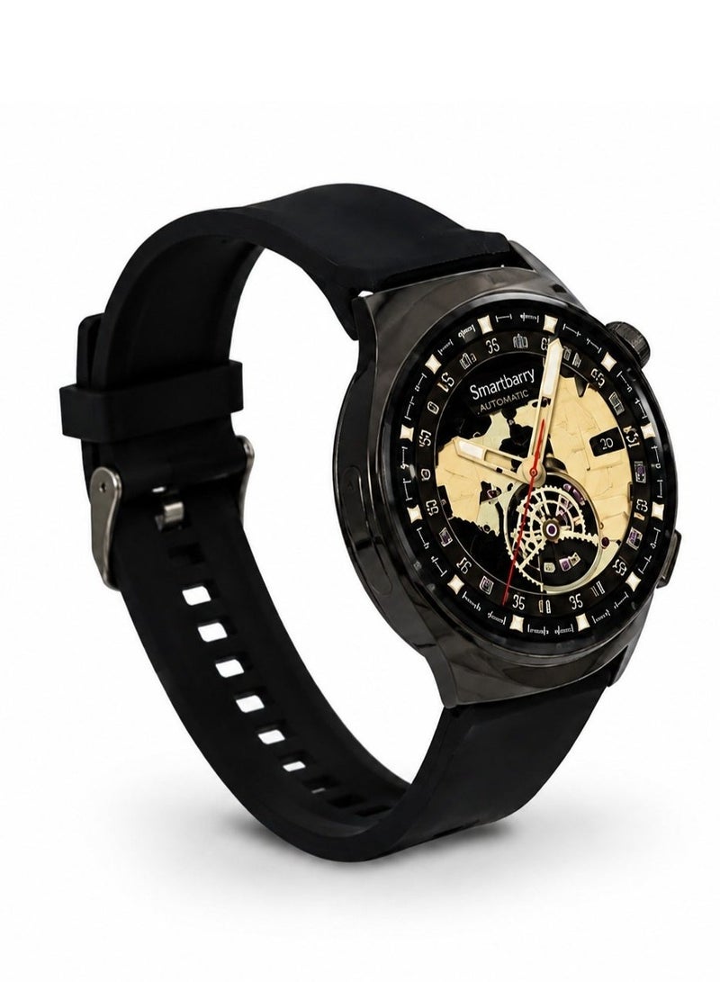 Smartberry S612 5G Smartwatch with 1.53 Inch AMOLED HD Full Touch Display, SIM Card Support, Bluetooth Calling, Health Monitoring, Multi-Sport Modes, 3 Interchangeable Watch Straps, Premium Smart Watch for Android, Black - Image 1