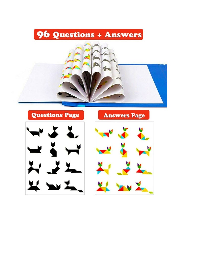 Excefore Wooden Pattern Tangram Magnetic Puzzle, Magnetic Pattern Block Book, IQ Educational Toy Gift Brain Teasers for Kid Toddlers Age 3+ Years Old - Image 3