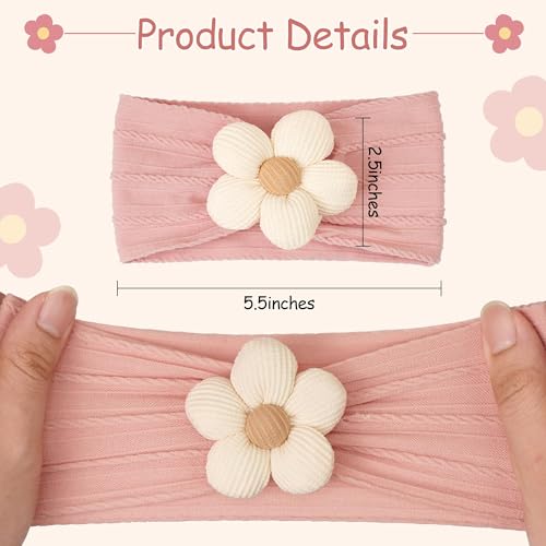 Ahamo Baby Girl Hair Bands 0-6 Months | Soft Stretch Headbands for Newborn Infant Essentials (Pink Purple, Blush Pink, Floral Mix)​​ - Image 2