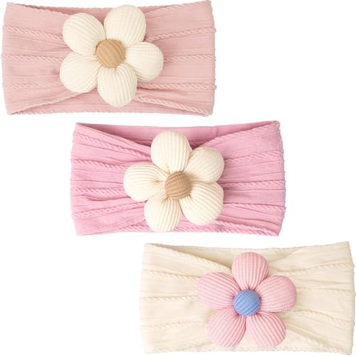 Ahamo Baby Girl Hair Bands 0-6 Months | Soft Stretch Headbands for Newborn Infant Essentials (Pink Purple, Blush Pink, Floral Mix)​​ - Image 1