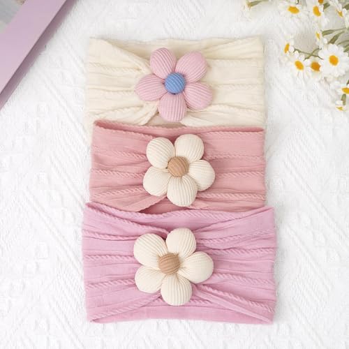 Ahamo Baby Girl Hair Bands 0-6 Months | Soft Stretch Headbands for Newborn Infant Essentials (Pink Purple, Blush Pink, Floral Mix)​​ - Image 4
