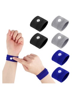 Generic 3 Pairs Motion Sickness Nausea Relief Wristbands Travel Acupressure rings for Car airliner Sea Sickness Adult Children Black Grey Blu  - Image 1