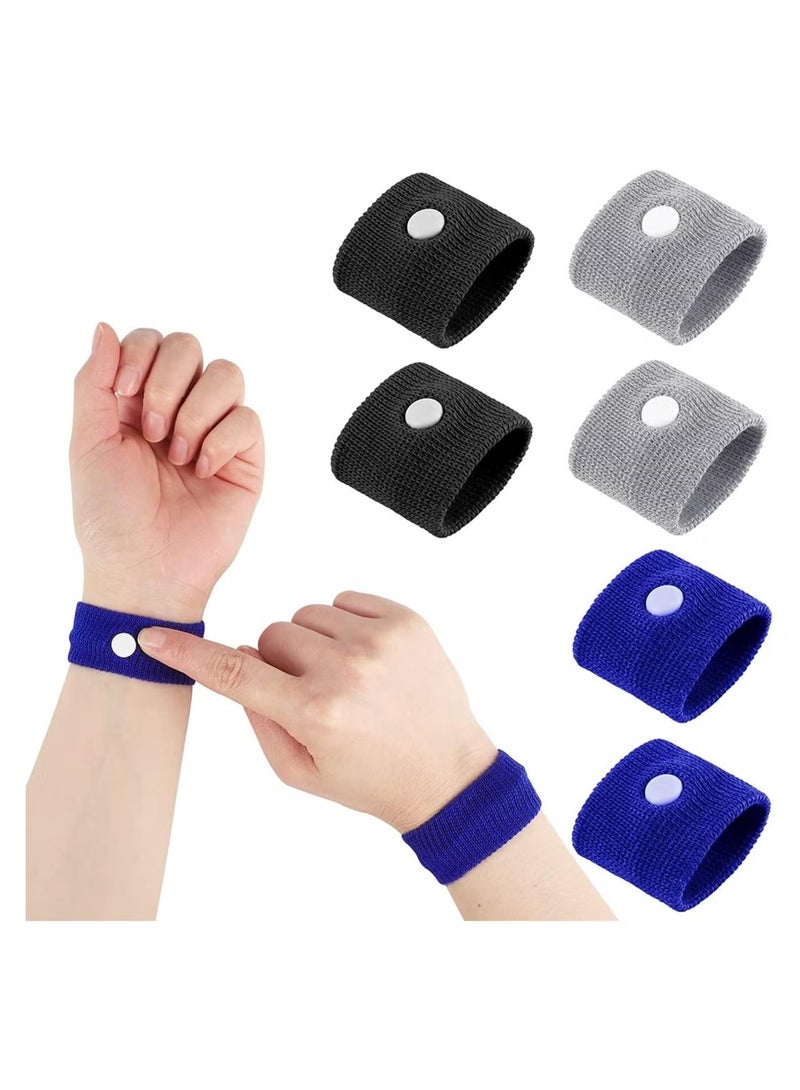 Generic 3 Pairs Motion Sickness Nausea Relief Wristbands Travel Acupressure rings for Car airliner Sea Sickness Adult Children Black Grey Blu  - Image 1