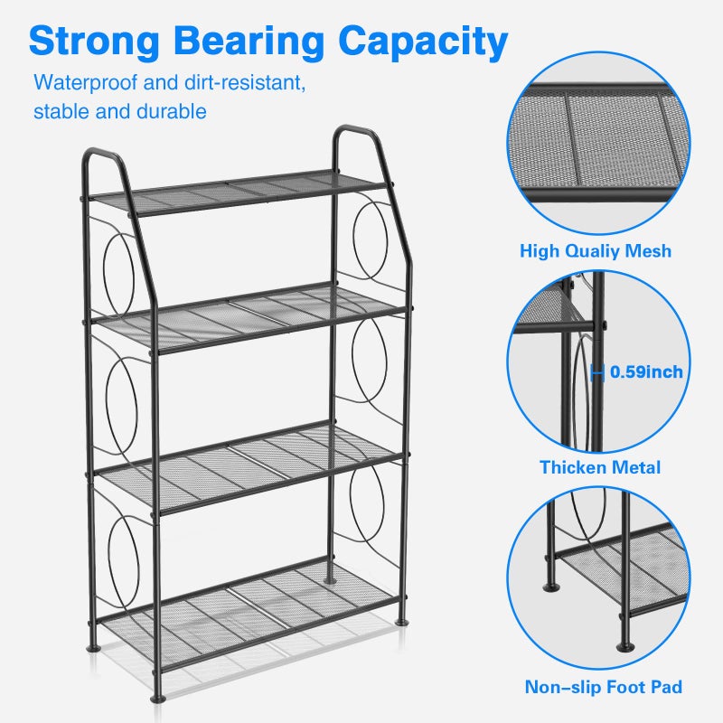 VyGrow Plant Stand, 4 Tier Plant Shelf for Indoor Outdoor, Heavy Duty Metal Tall Plant Stands Holder Rack for Living Room Balcony and Garden, Black - Image 3
