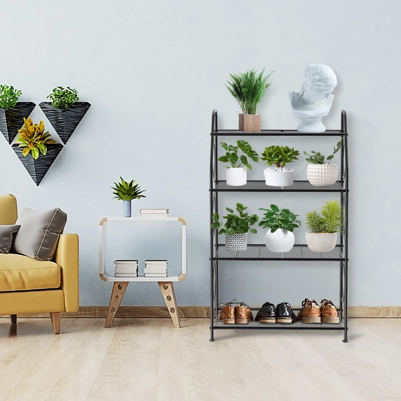 VyGrow Plant Stand, 4 Tier Plant Shelf for Indoor Outdoor, Heavy Duty Metal Tall Plant Stands Holder Rack for Living Room Balcony and Garden, Black - Image 4