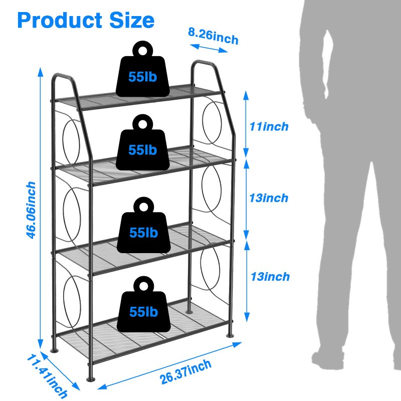 VyGrow Plant Stand, 4 Tier Plant Shelf for Indoor Outdoor, Heavy Duty Metal Tall Plant Stands Holder Rack for Living Room Balcony and Garden, Black - Image 5